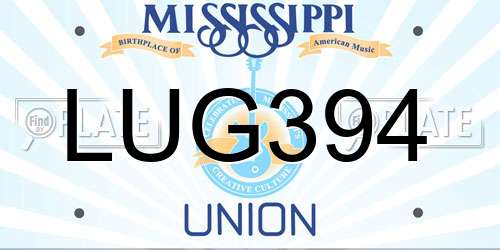 LUG394 Mississippi License Plate