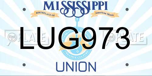 LUG973 Mississippi License Plate