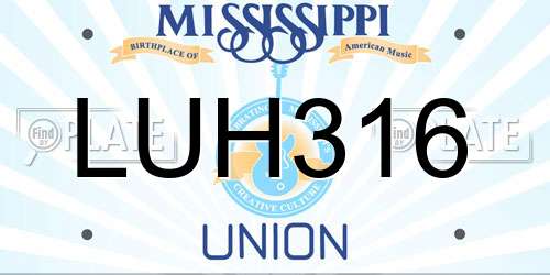 LUH316 Mississippi License Plate