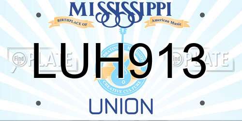 LUH913 Mississippi License Plate