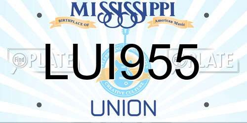 LUI955 Mississippi License Plate