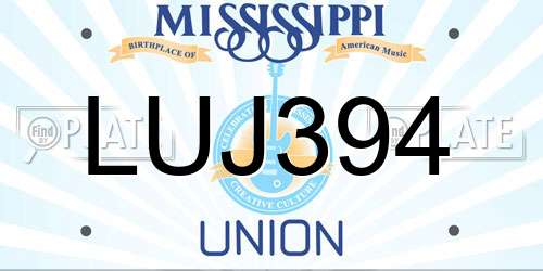 LUJ394 Mississippi License Plate