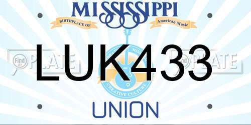 LUK433 Mississippi License Plate