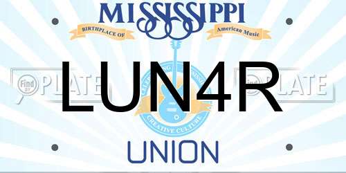 LUN4R Mississippi License Plate