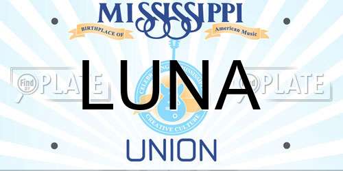 LUNA Mississippi License Plate