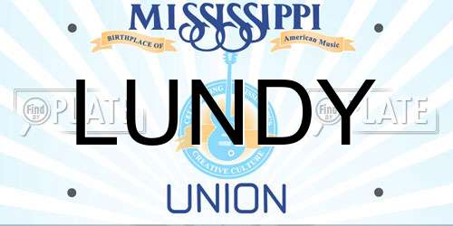 LUNDY Mississippi License Plate