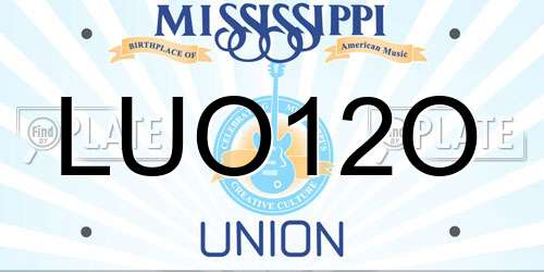 LUO12O Mississippi License Plate
