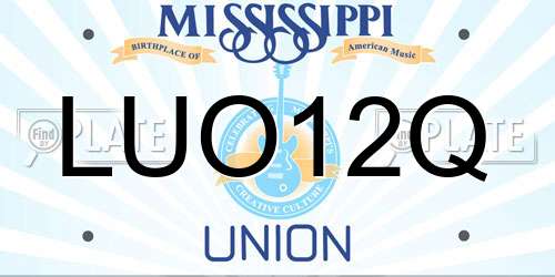 LUO12Q Mississippi License Plate