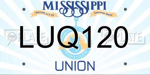LUQ120 Mississippi License Plate