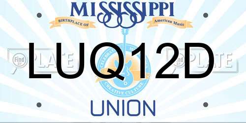 LUQ12D Mississippi License Plate