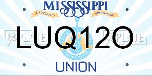 LUQ12O Mississippi License Plate