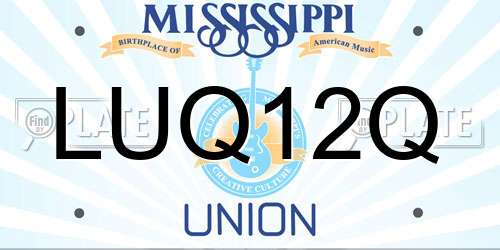 LUQ12Q Mississippi License Plate