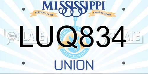 LUQ834 Mississippi License Plate