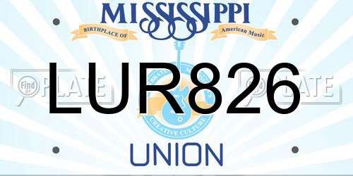 LUR826 Mississippi License Plate