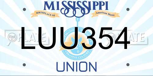 LUU354 Mississippi License Plate