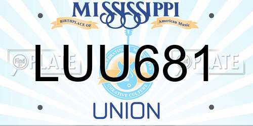 LUU681 Mississippi License Plate