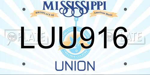 LUU916 Mississippi License Plate