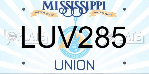 LUV285 Mississippi License Plate