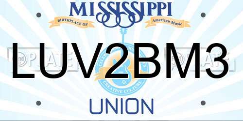 LUV2BM3 Mississippi License Plate