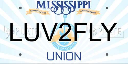 LUV2FLY Mississippi License Plate