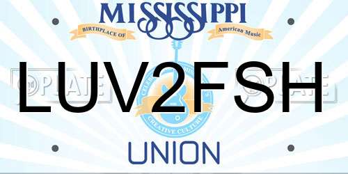 LUV2FSH Mississippi License Plate
