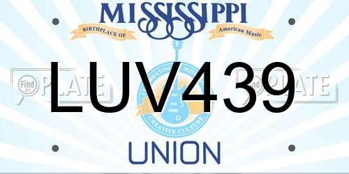 LUV439 Mississippi License Plate
