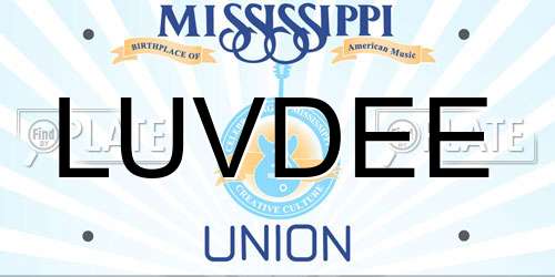 LUVDEE Mississippi License Plate
