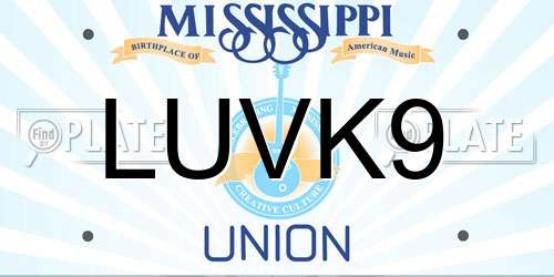 LUVK9 Mississippi License Plate