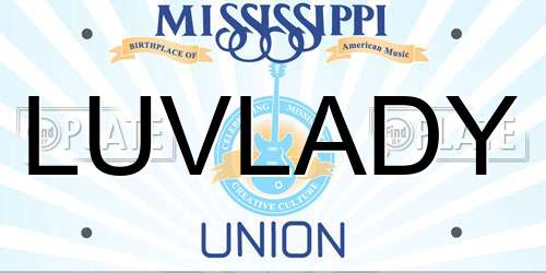 LUVLADY Mississippi License Plate