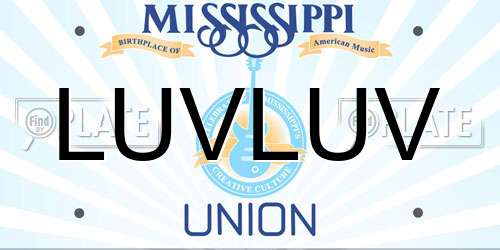 LUVLUV Mississippi License Plate