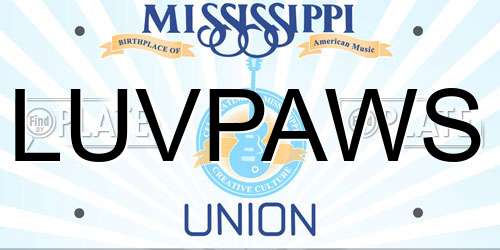 LUVPAWS Mississippi License Plate