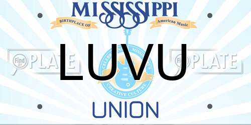 LUVU Mississippi License Plate