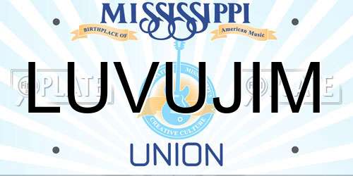 LUVUJIM Mississippi License Plate