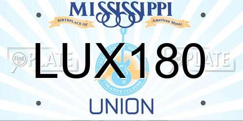LUX180 Mississippi License Plate