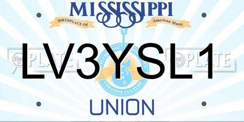 LV3YSL1 Mississippi License Plate