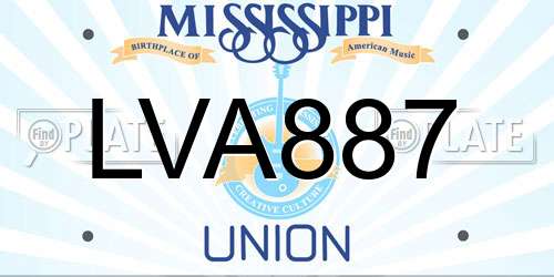 LVA887 Mississippi License Plate