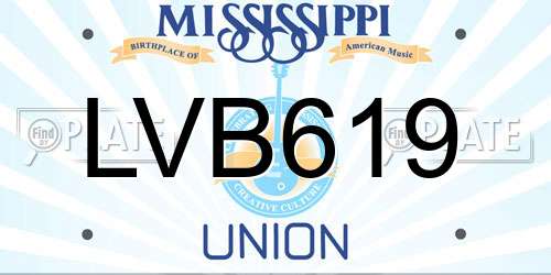 LVB619 Mississippi License Plate