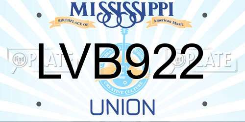 LVB922 Mississippi License Plate