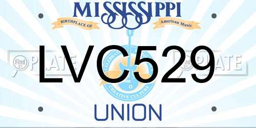 LVC529 Mississippi License Plate