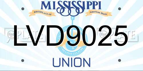LVD9025 Mississippi License Plate