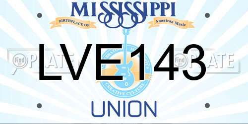 LVE143 Mississippi License Plate