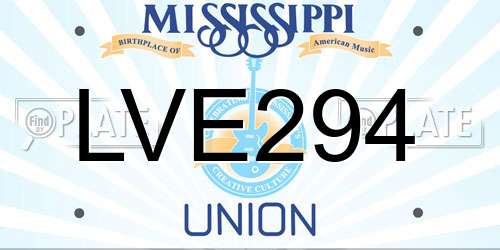 LVE294 Mississippi License Plate