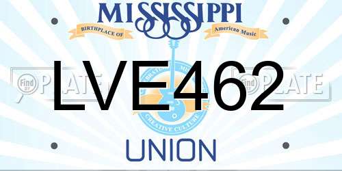LVE462 Mississippi License Plate