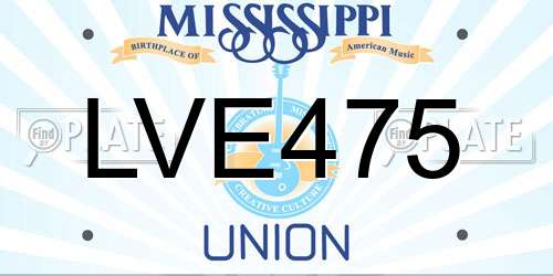 LVE475 Mississippi License Plate