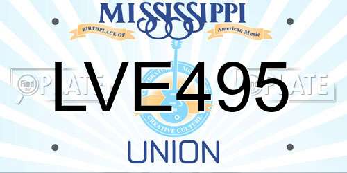 LVE495 Mississippi License Plate