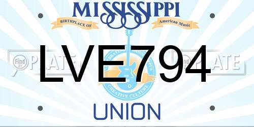 LVE794 Mississippi License Plate