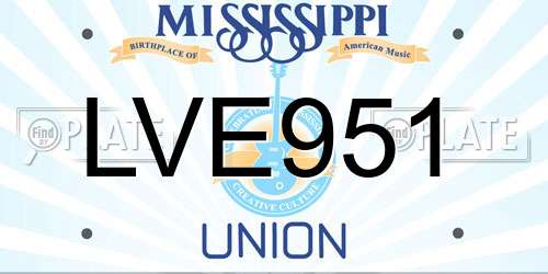 LVE951 Mississippi License Plate