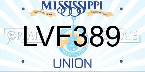 LVF389 Mississippi License Plate