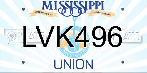 LVK496 Mississippi License Plate