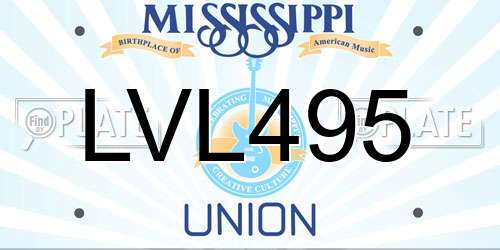 LVL495 Mississippi License Plate